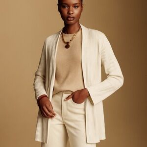 J. McLaughlin Cream Ella Open Front Cardigan 100% Cashmere